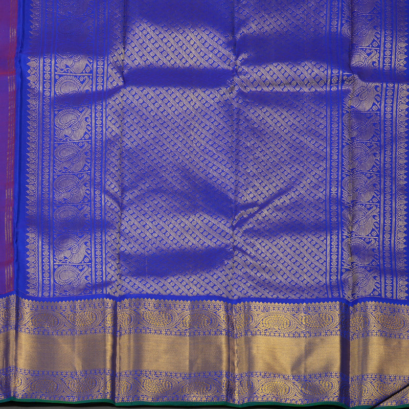 Hayagrivas Handloom Red Kanjivaram Silk Saree with MS Blue Border KBE1886L10-1