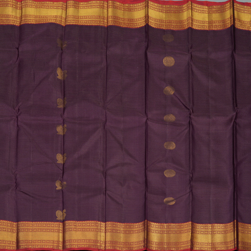 Hayagrivas Handloom Deep Violet Kanjivaram Silk Saree with Maroon border KBE1886L10-6