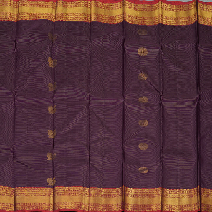 Hayagrivas Handloom Deep Violet Kanjivaram Silk Saree with Maroon border KBE1886L10-6