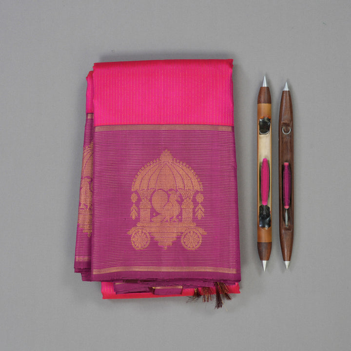 Hayagrivas Handloom Pink Kanjivaram Silk Saree with Purple Border KBE1886L6-2