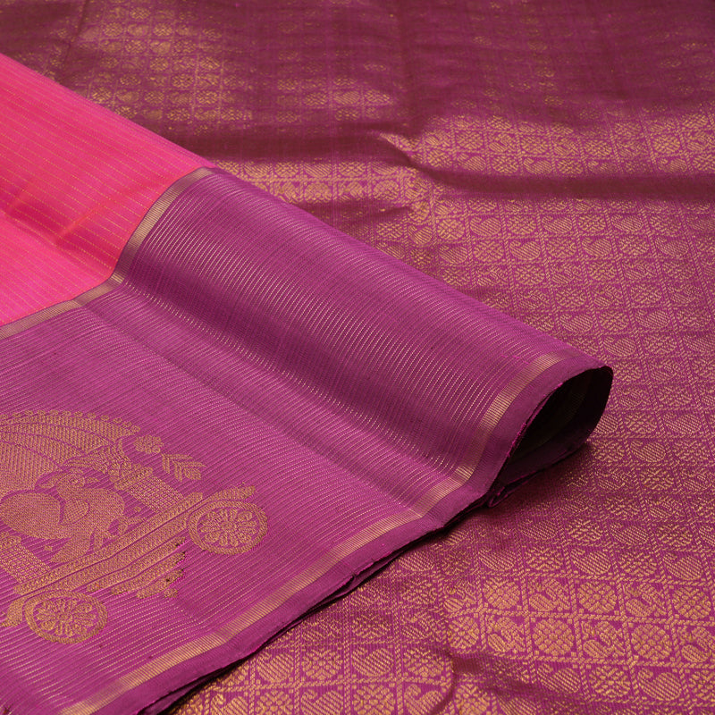 Hayagrivas Handloom Pink Kanjivaram Silk Saree with Purple Border KBE1886L6-2
