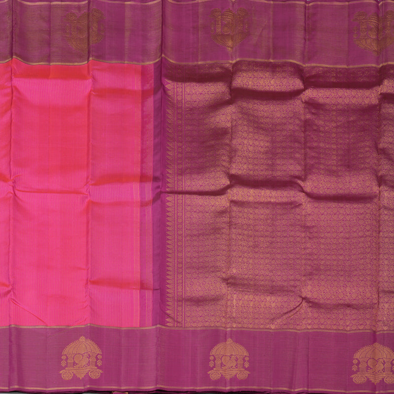 Hayagrivas Handloom Pink Kanjivaram Silk Saree with Purple Border KBE1886L6-2