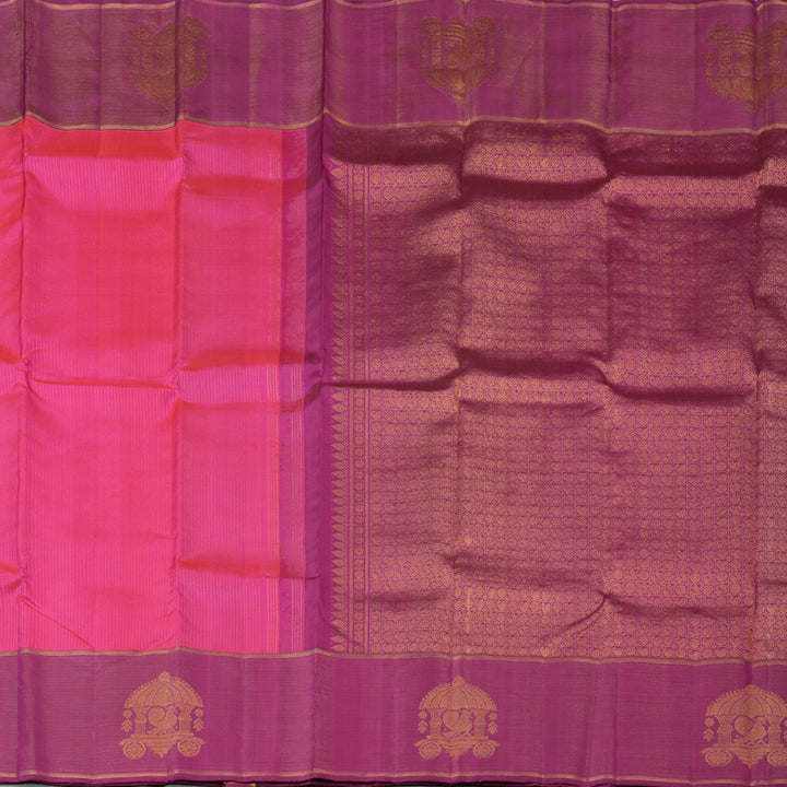 Hayagrivas Handloom Pink Kanjivaram Silk Saree with Purple Border KBE1886L6-2