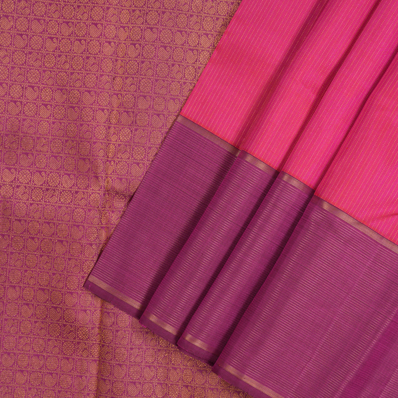 Hayagrivas Handloom Pink Kanjivaram Silk Saree with Purple Border KBE1886L6-2