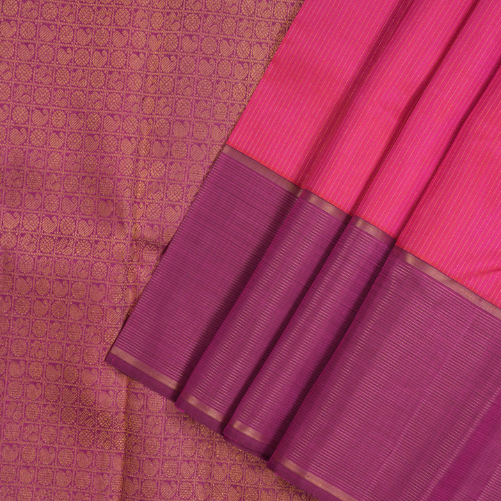 Hayagrivas Handloom Pink Kanjivaram Silk Saree with Purple Border KBE1886L6-2