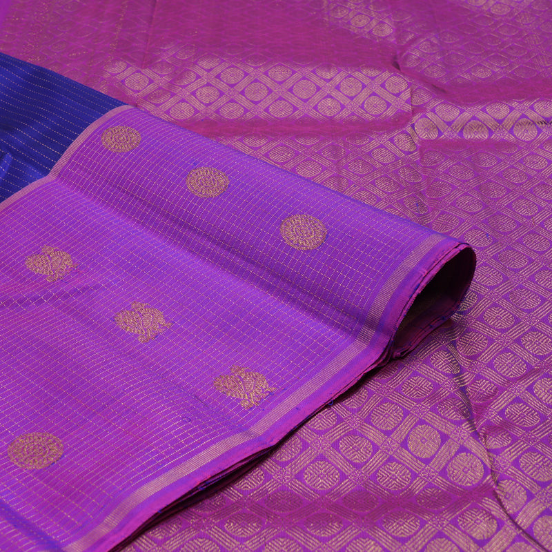 Hayagrivas Handloom Purplish Blue Kanjivaram Silk Saree with Purple Border KBE1886L7-2