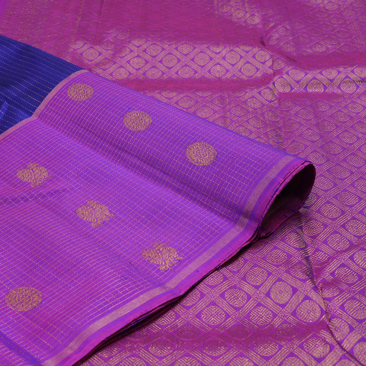 Hayagrivas Handloom Purplish Blue Kanjivaram Silk Saree with Purple Border KBE1886L7-2