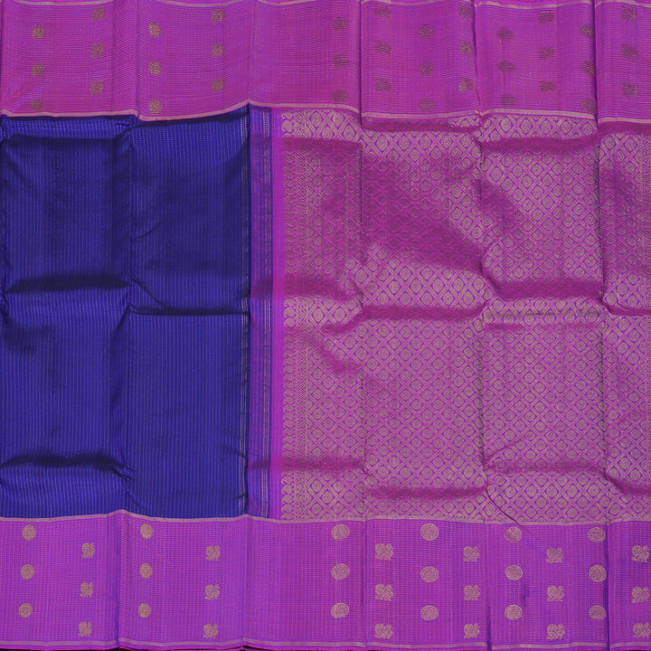 Hayagrivas Handloom Purplish Blue Kanjivaram Silk Saree with Purple Border KBE1886L7-2