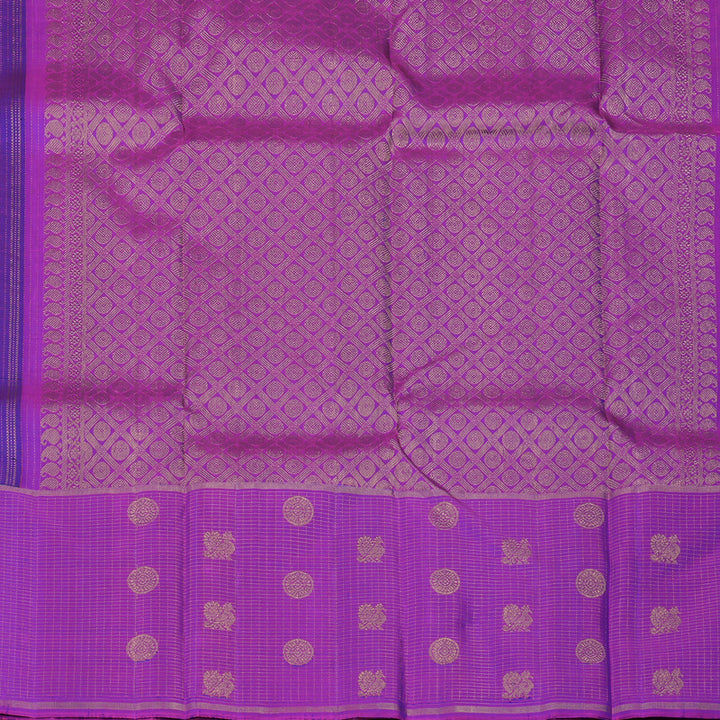 Hayagrivas Handloom Purplish Blue Kanjivaram Silk Saree with Purple Border KBE1886L7-2