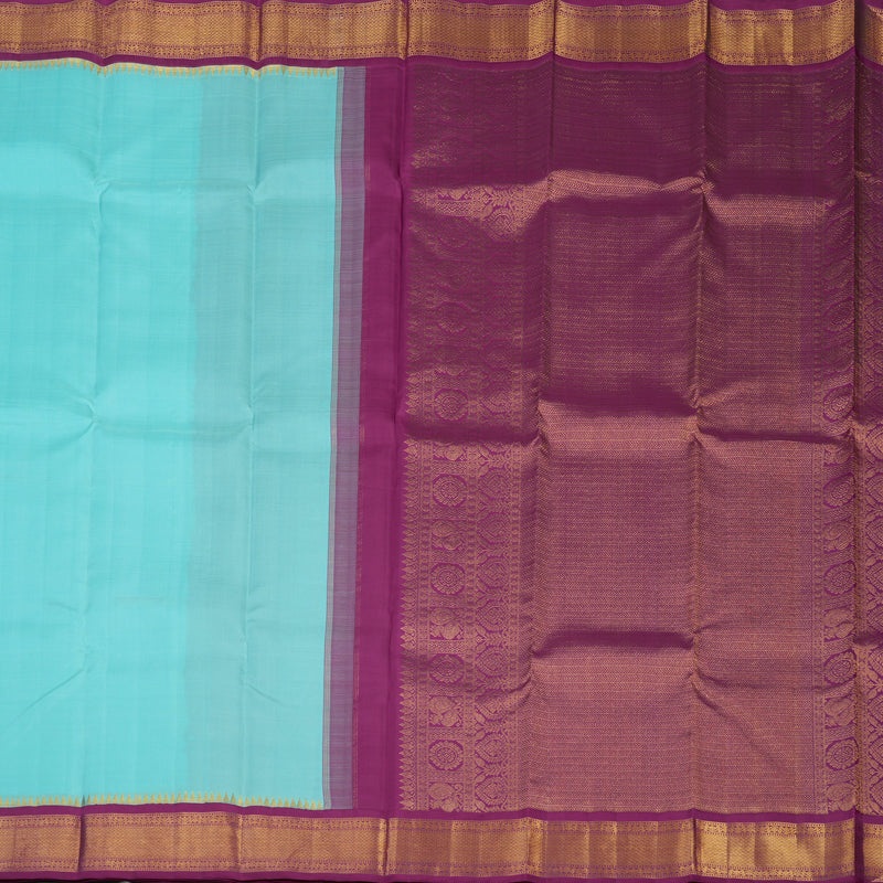 Hayagrivas Handloom Sky Blue Kanjivaram Silk Saree with Purple border KBE1888L10-1