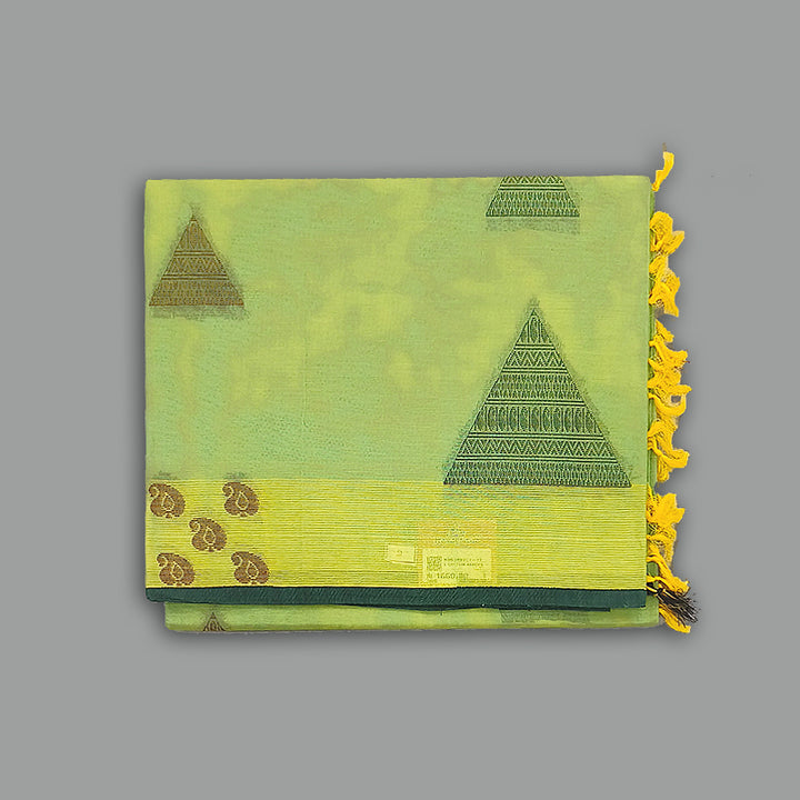 Hayagrivas Yellowish-Green Pure Cotton Saree KBE1891L1-11