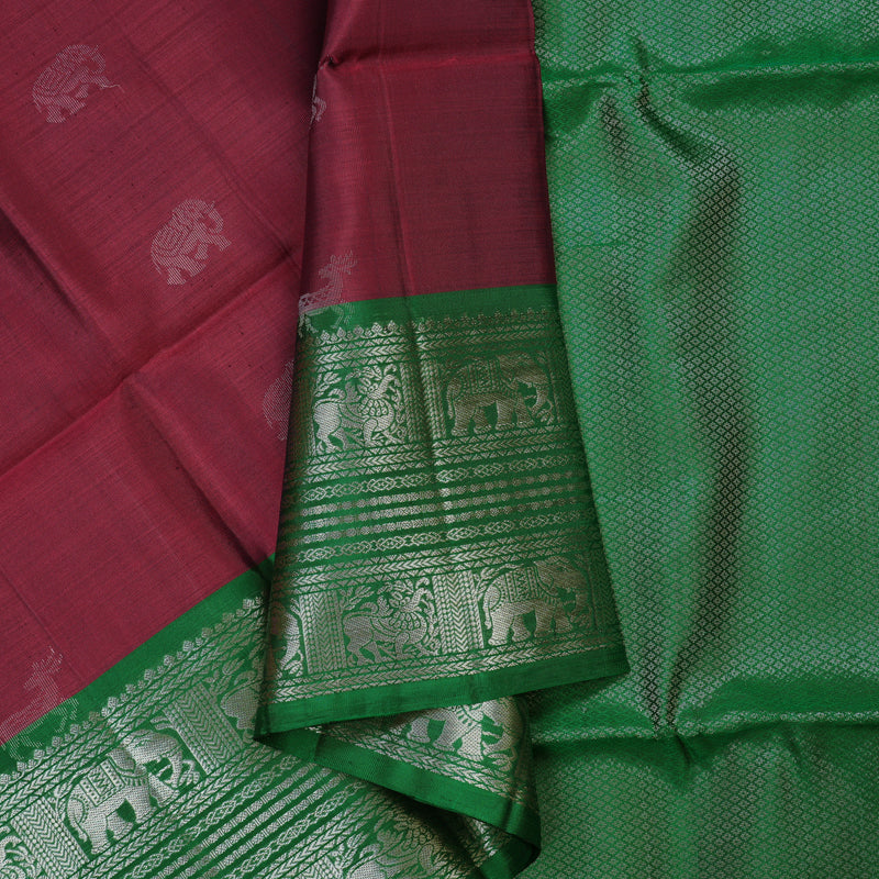 Hayagrivas Reddish-Pink Handloom Soft Silk Saree KBE1892L3-2