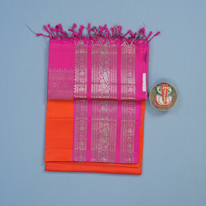 Hayagrivas Orange Handloom Soft Silk Saree KBE1892L3-20