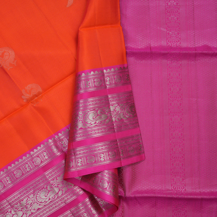 Hayagrivas Orange Handloom Soft Silk Saree KBE1892L3-20