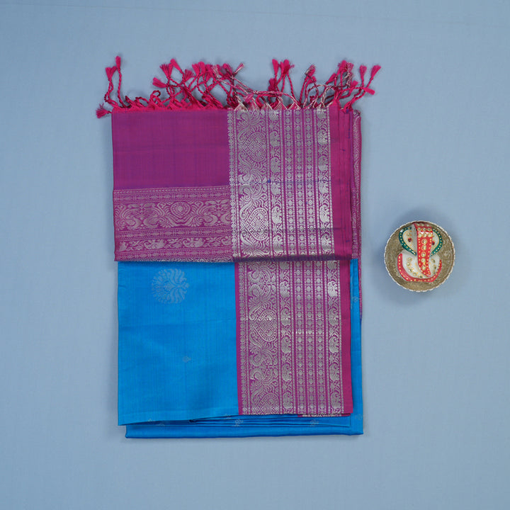 Hayagrivas Ananda Blue Handloom Soft Silk Saree KBE1892L3-37