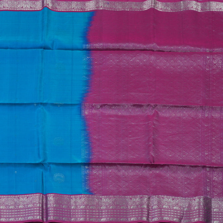 Hayagrivas Ananda Blue Handloom Soft Silk Saree KBE1892L3-37