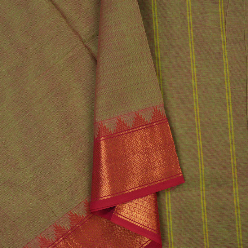Hayagrivas Dual Tone (Lime Green & Red) Pure Chettinad Cotton Saree KBE1893L1-122