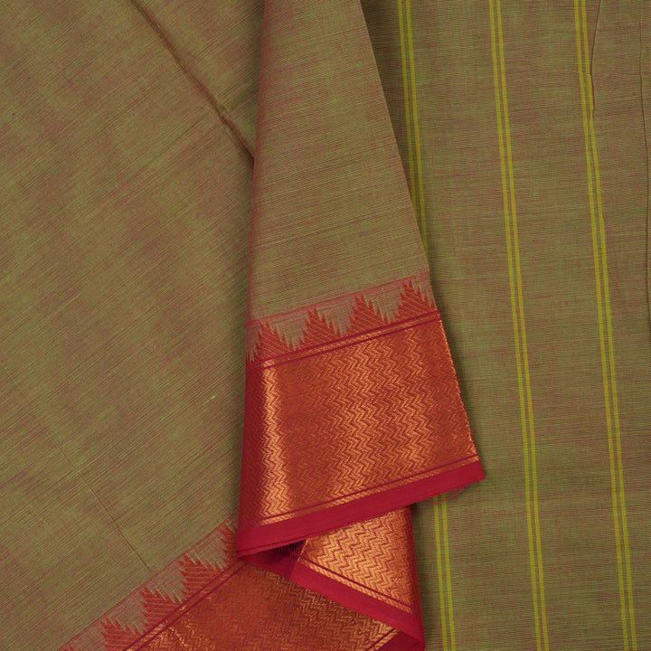 Hayagrivas Dual Tone (Lime Green & Red) Pure Chettinad Cotton Saree KBE1893L1-122