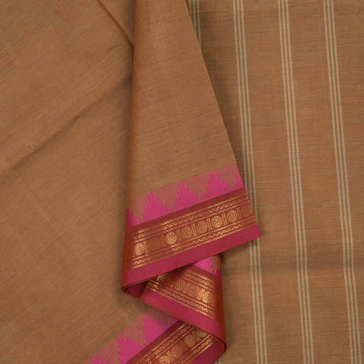 Hayagrivas Khaki Brown Handloom Chettinad Cotton Saree KBE1893L1-130