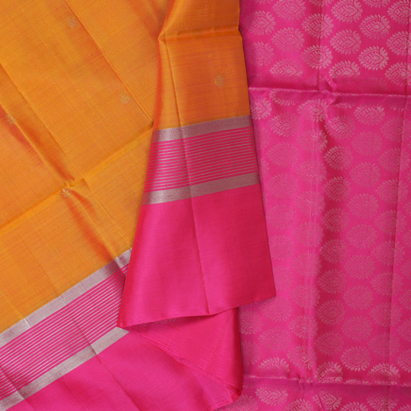 Hayagrivas Golden Orange Pure Soft Silk Saree KBE1895L1-9