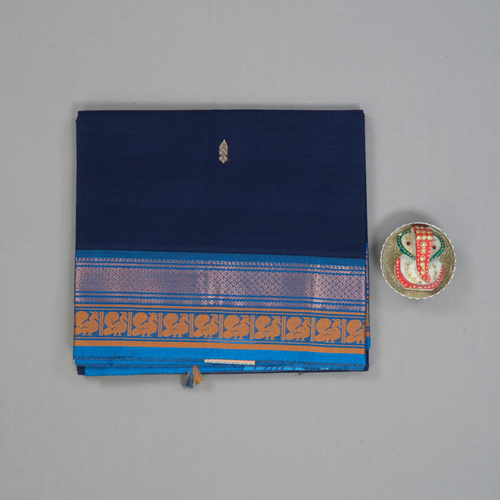 Hayagrivas Navy Blue Handloom Chettinad Cotton Saree KBE1896L1-12