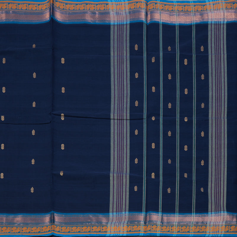 Hayagrivas Navy Blue Handloom Chettinad Cotton Saree KBE1896L1-12