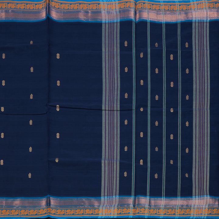Hayagrivas Navy Blue Handloom Chettinad Cotton Saree KBE1896L1-12