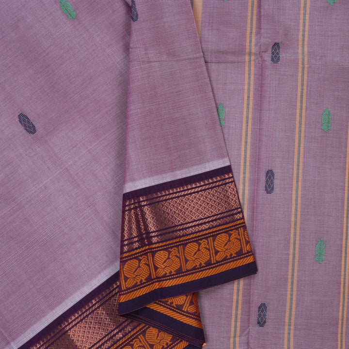 Hayagrivas Lilac Pure Chettinad Cotton Saree KBE1896L1-13