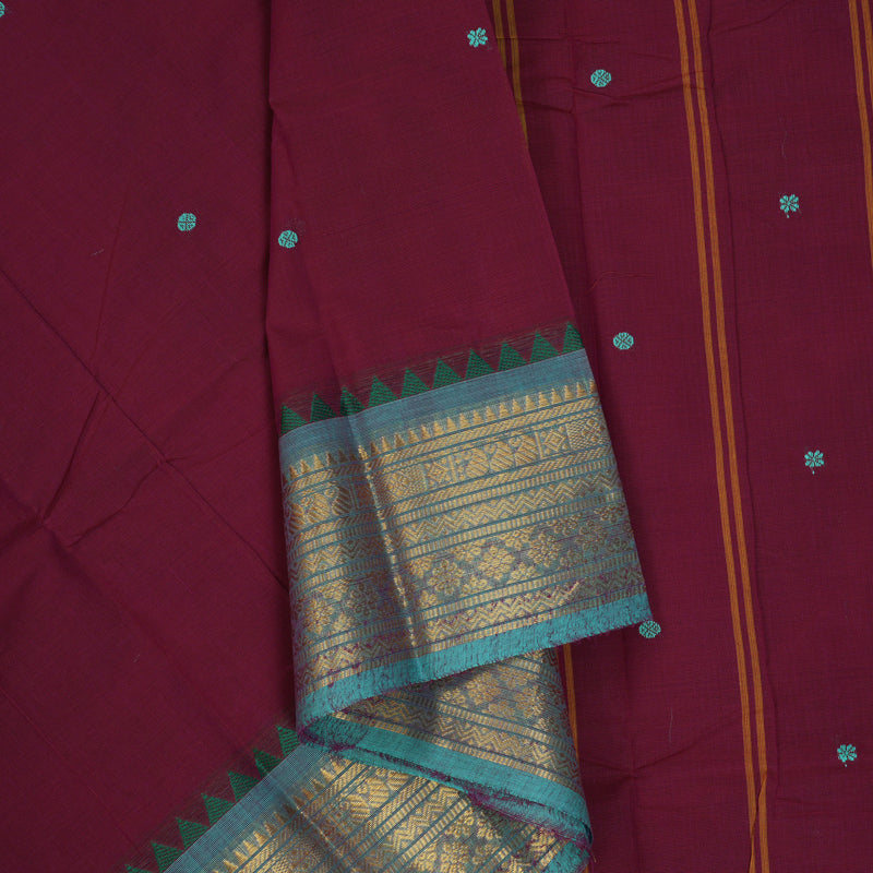 Hayagrivas Magenta Handloom Chettinad Cotton Saree KBE1896L1-30