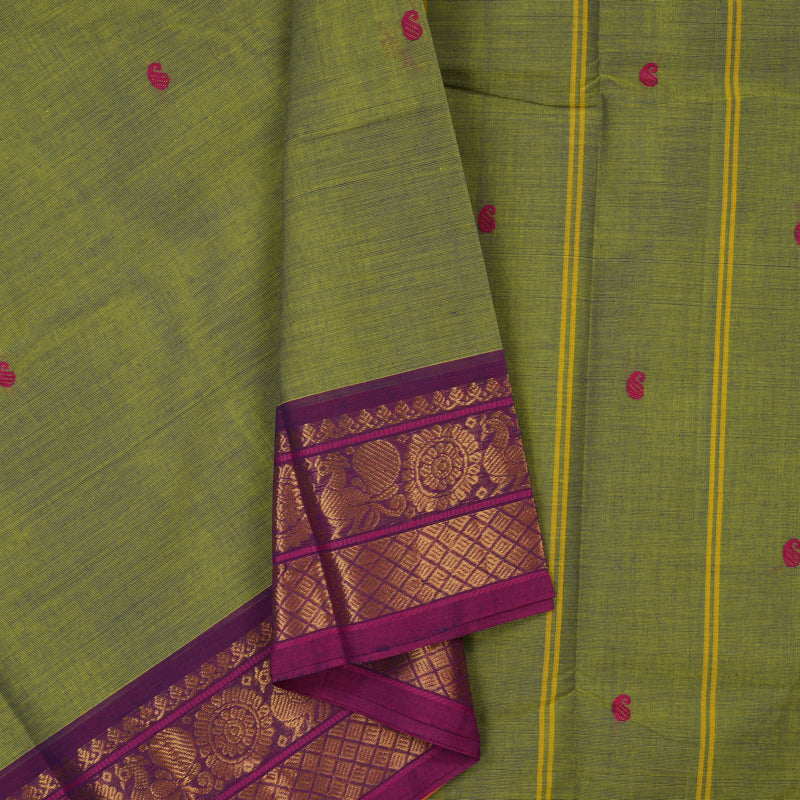 Hayagrivas Cement Green Pure Chettinad Cotton Saree KBE1896L1-69