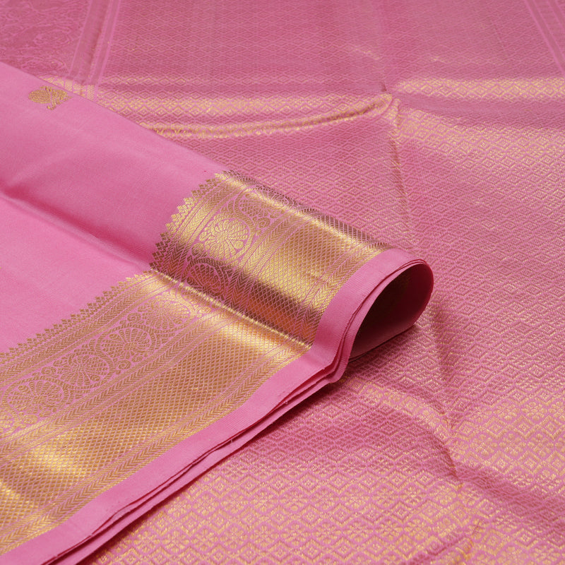 Hayagrivas Rose Pink Handloom Kanjivaram Silk Saree KBE189D2-1