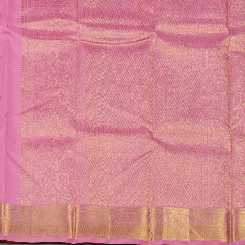 Hayagrivas Rose Pink Handloom Kanjivaram Silk Saree KBE189D2-1