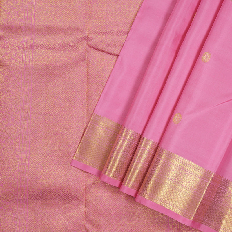 Hayagrivas Rose Pink Handloom Kanjivaram Silk Saree KBE189D2-1