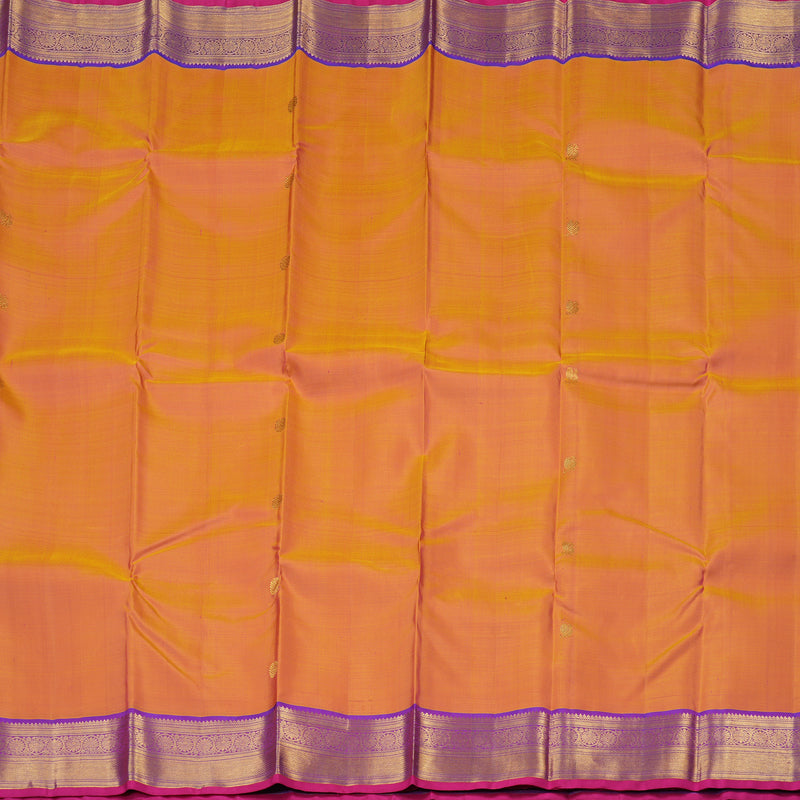 Hayagrivas Dual Tone (Yellow With Pink) Handloom Kanjivaram Silk Saree with Purple Border KBE189D2-2
