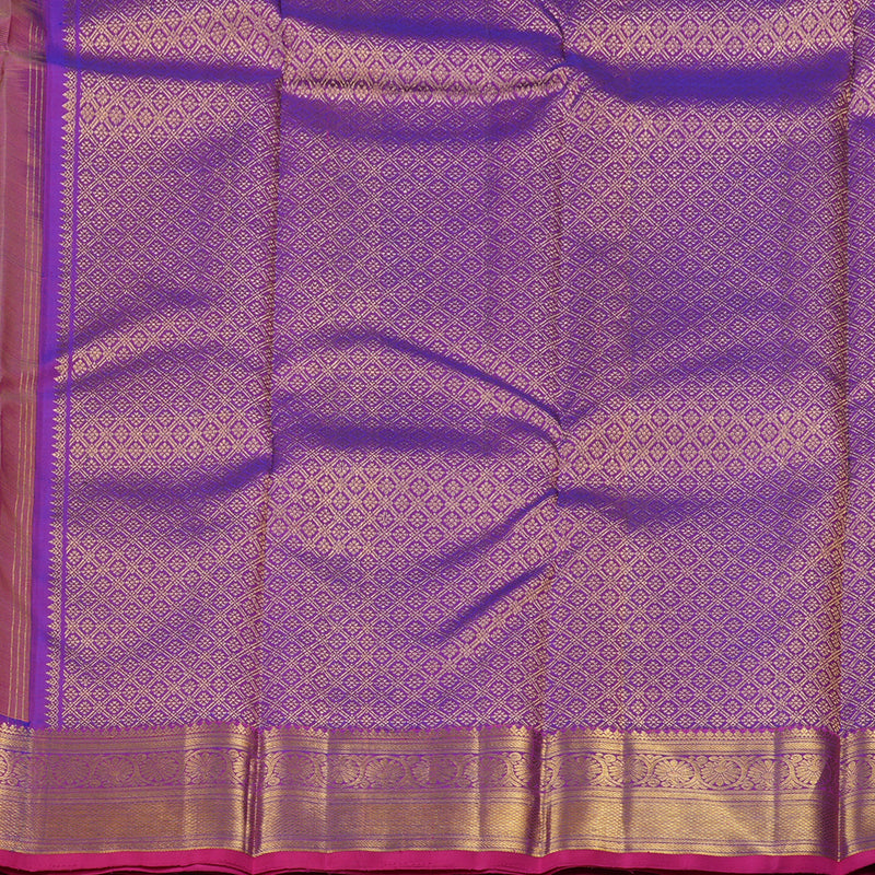 Hayagrivas Dual Tone (Yellow With Pink) Handloom Kanjivaram Silk Saree with Purple Border KBE189D2-2
