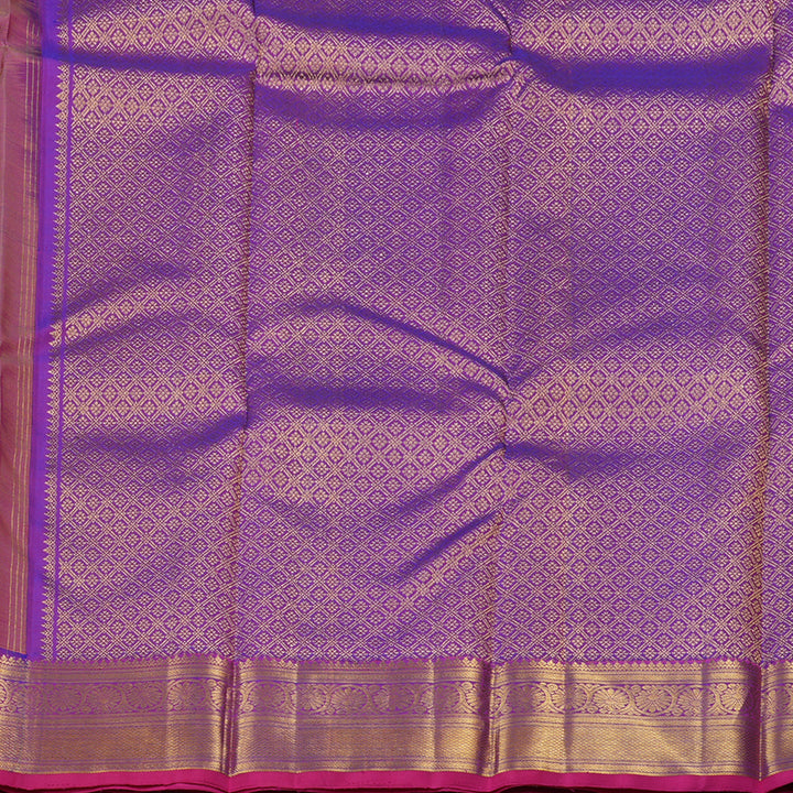 Hayagrivas Dual Tone (Yellow With Pink) Handloom Kanjivaram Silk Saree with Purple Border KBE189D2-2