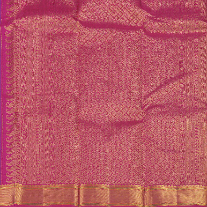 Hayagrivas Purple Handloom Kanjivaram Silk Saree with Pink Border KBE189D4-1