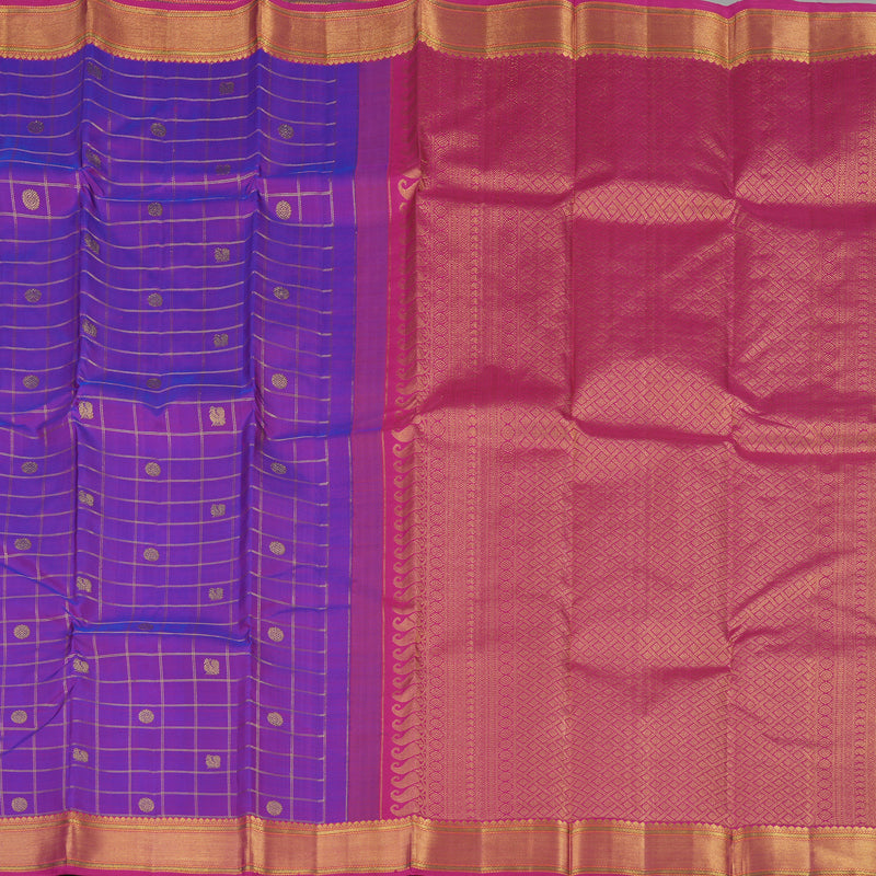 Hayagrivas Purple Handloom Kanjivaram Silk Saree with Pink Border KBE189D4-1