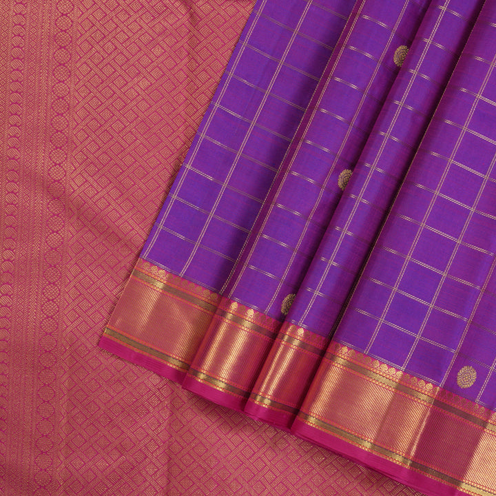 Hayagrivas Purple Handloom Kanjivaram Silk Saree with Pink Border KBE189D4-1