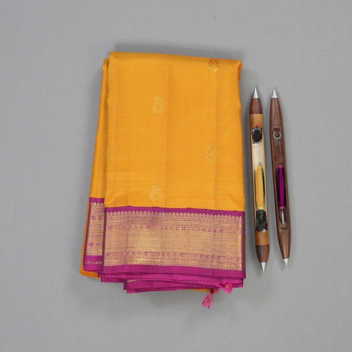 Hayagrivas Handloom Pure Kanjivaram Silk Saree in Vibrant Mustard KBE18D1-1