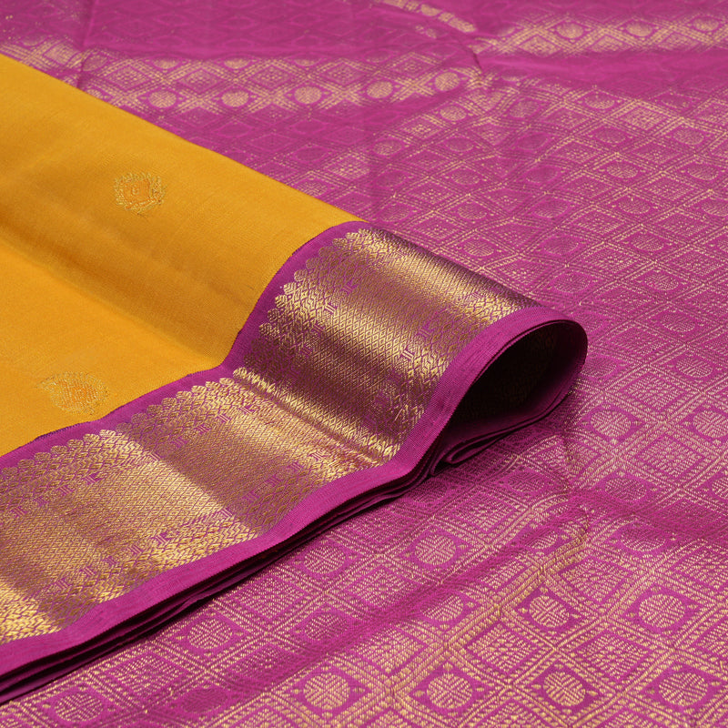 Hayagrivas Handloom Pure Kanjivaram Silk Saree in Vibrant Mustard KBE18D1-1