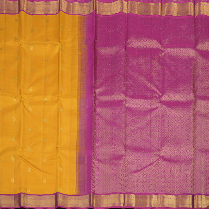 Hayagrivas Handloom Pure Kanjivaram Silk Saree in Vibrant Mustard KBE18D1-1