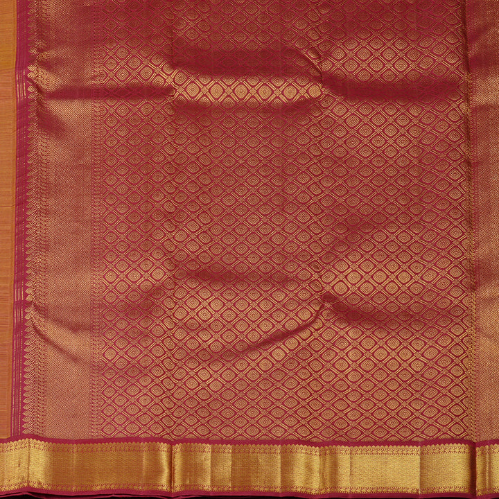 Hayagrivas Yellow Handloom Kanjivaram Silk Saree with Maroon Border KBE18D1-5