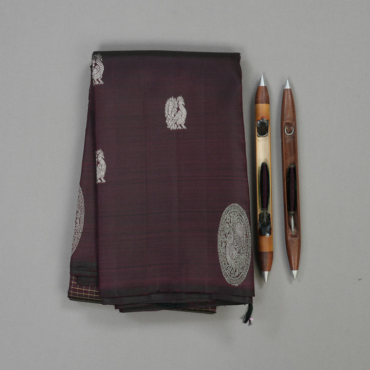 Hayagrivas Handloom Pure Kanjivaram Silk Saree in Intense Plum Purple KBE18D5-1