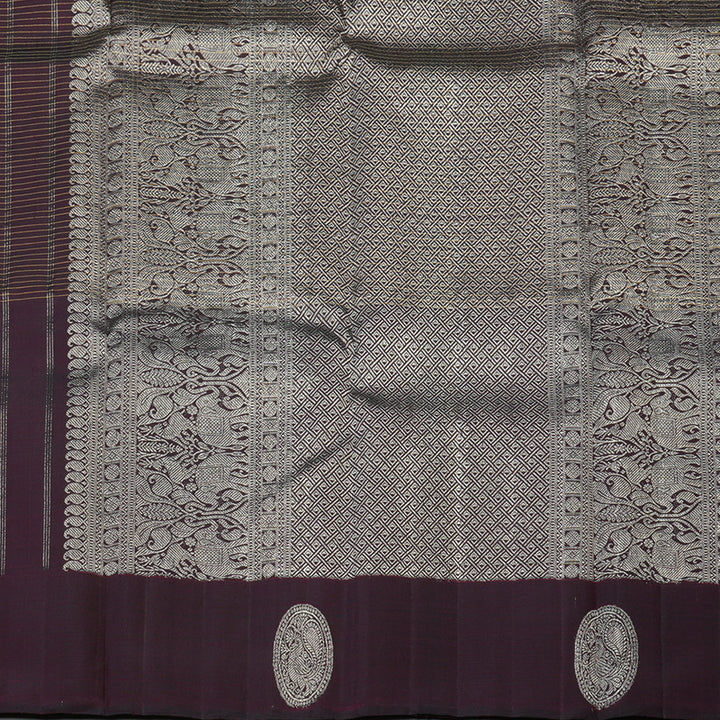 Hayagrivas Handloom Pure Kanjivaram Silk Saree in Intense Plum Purple KBE18D5-1