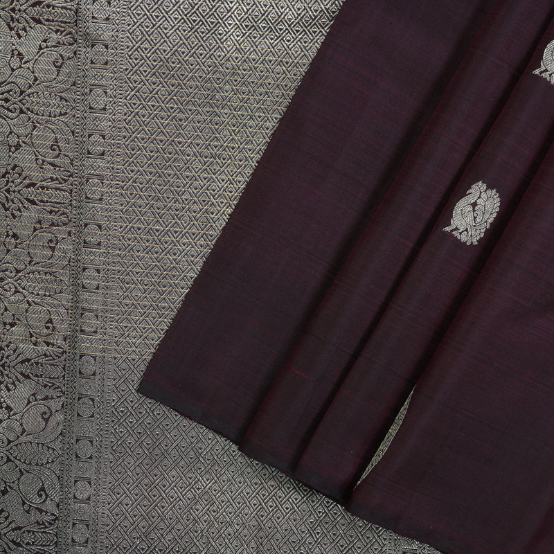 Hayagrivas Handloom Pure Kanjivaram Silk Saree in Intense Plum Purple KBE18D5-1