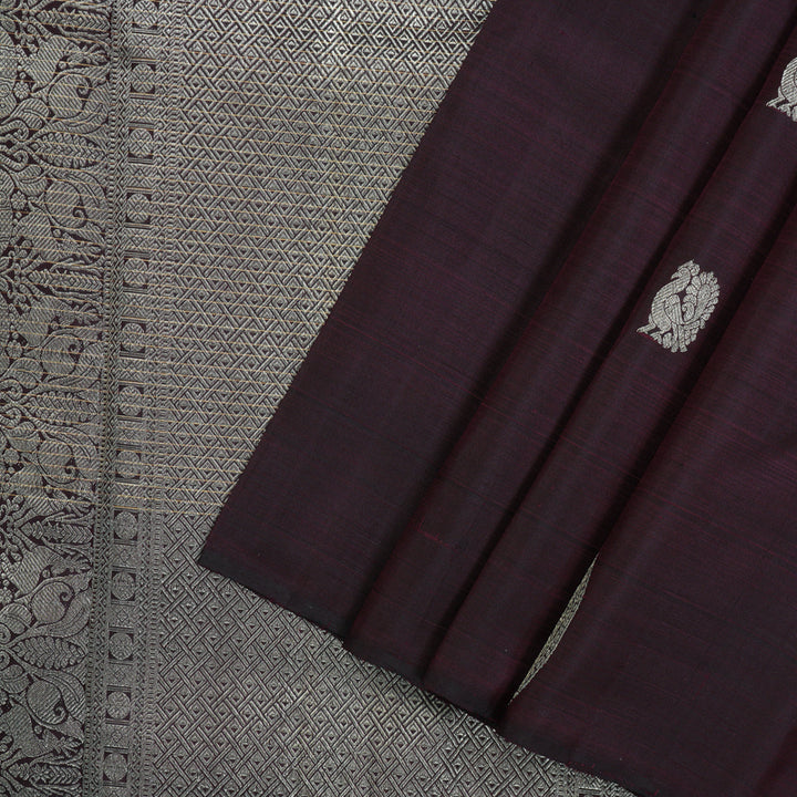Hayagrivas Handloom Pure Kanjivaram Silk Saree in Intense Plum Purple KBE18D5-1