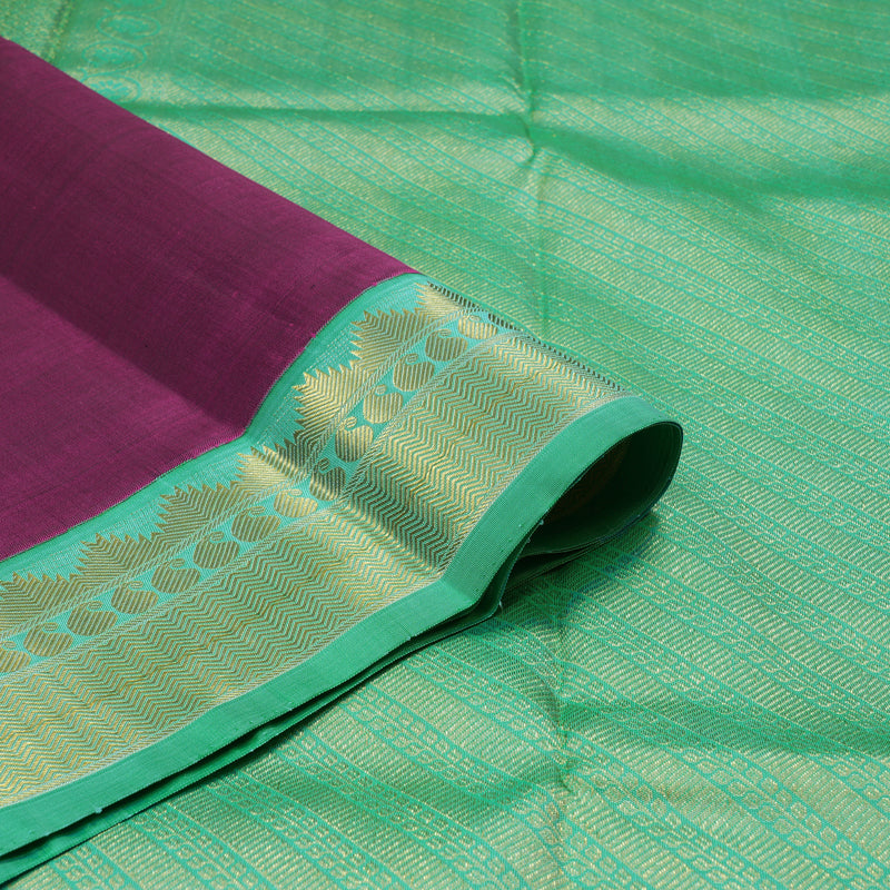 Hayagrivas Handloom Purple Kanjivaram Silk Saree with Bright Teal Border KBE1900L10-1