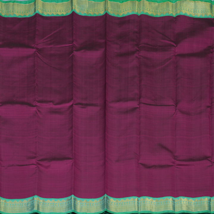 Hayagrivas Handloom Purple Kanjivaram Silk Saree with Bright Teal Border KBE1900L10-1