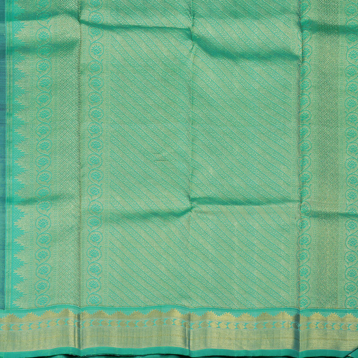 Hayagrivas Handloom Purple Kanjivaram Silk Saree with Bright Teal Border KBE1900L10-1